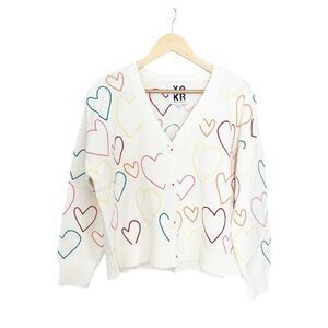 XOKR Kerri Rosenthal Heart Embroidered Oversized Cardigan
